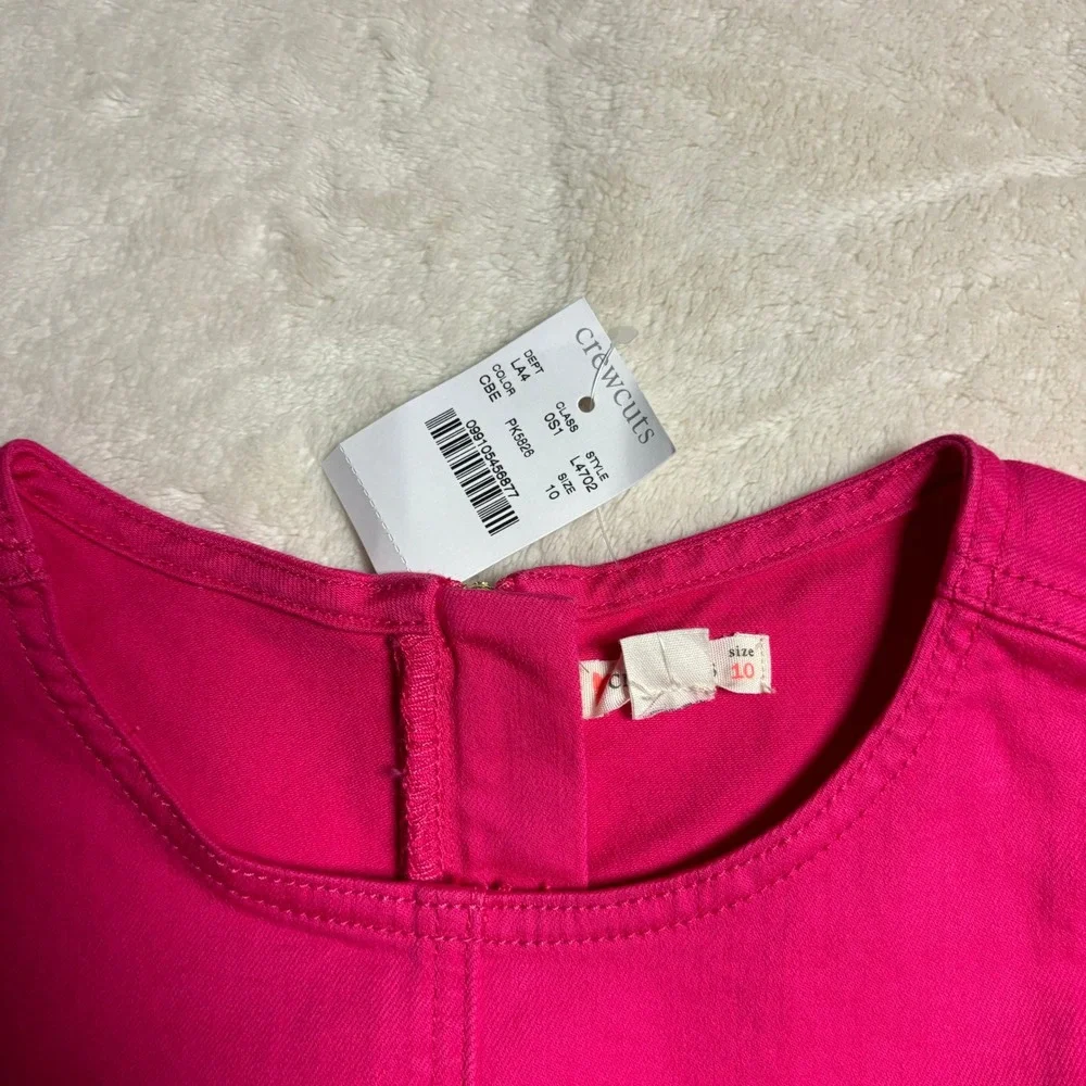 NWT‎ Crewcuts Girls Hot Pink Dress with Heart Pocket Size 10 Sleeveless Cotton